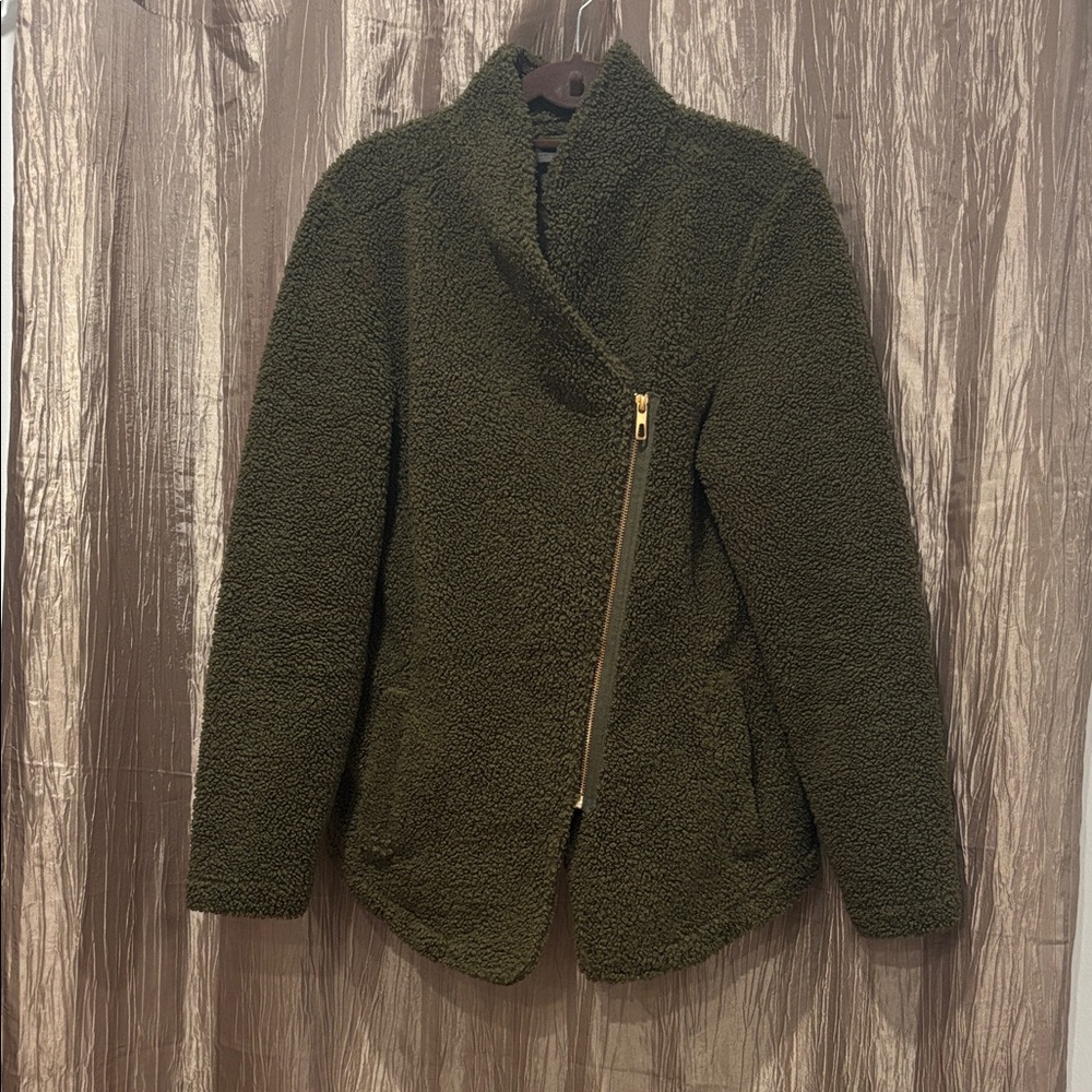 Maurices Olive Teddy Jacket with Gold Zipper